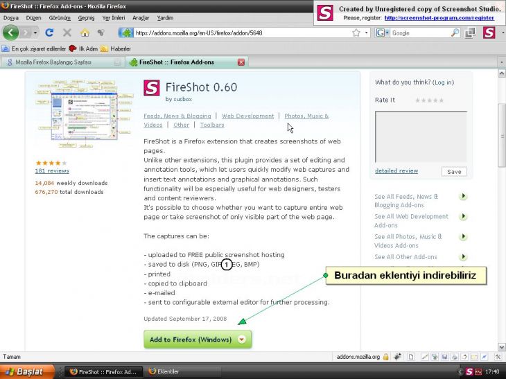 Fireshot Eklentisi
